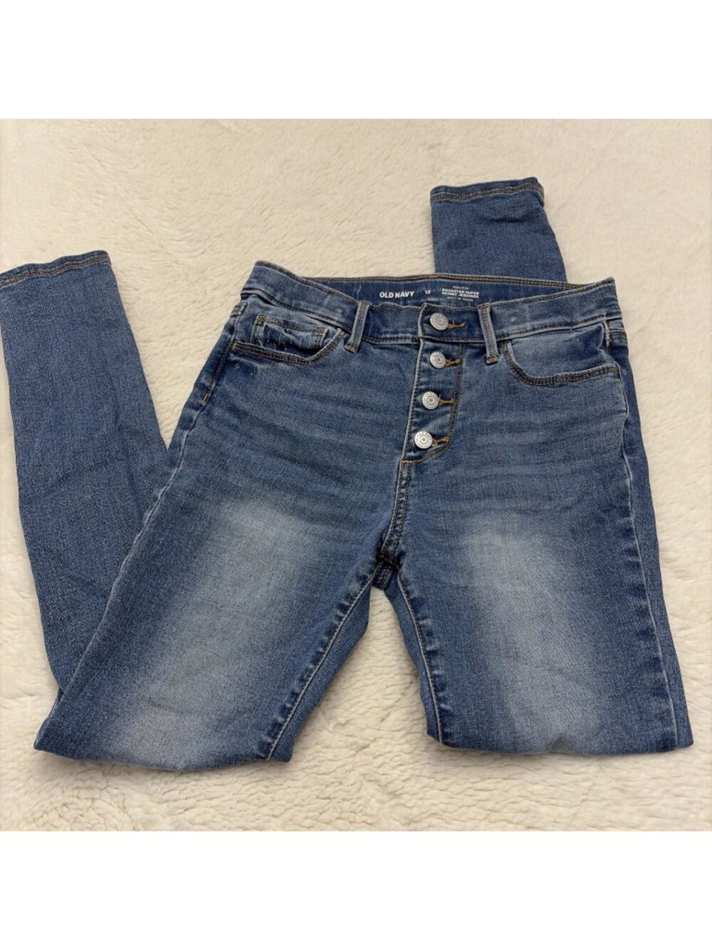 Old Navy Girls Rockstar Super Skinny Jeggings 12 Built In Tough Button Close